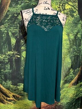 Teal Lace Yoke Top
